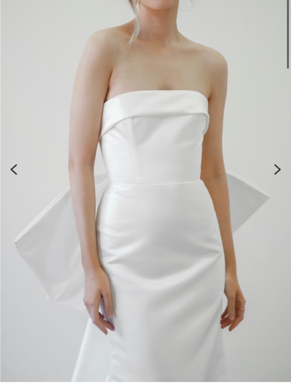 Watters Strapless Satin Mermaid Wedding Gown in White - Picture 3 of 3